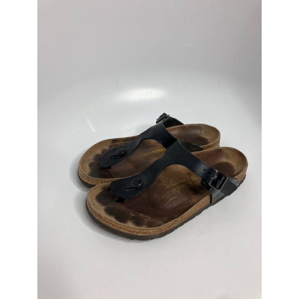 Birkenstock Gizeh Sandals Womens 40 Black Fair Thong Cork Footbed T-Strap